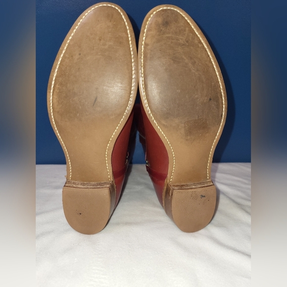 Miss Capezio Pull On Equestrian Style Boots Size 7 Gold Harness Detail Red Brown - Picture 9 of 15